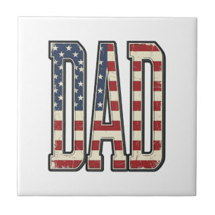 Vintage Patriotisk Pappa Flagga Bokstavsmönster T- Kakelplatta