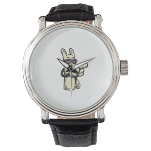 Vintage Patriotisk Pekande Hand Tecknad Tröja_1 Armbandsur