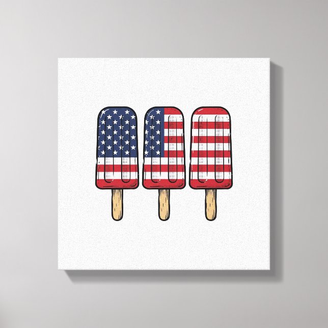 Vintage Patriotisk Pinnstångsflagg Shirt Design_1 Canvastryck (Framsida)