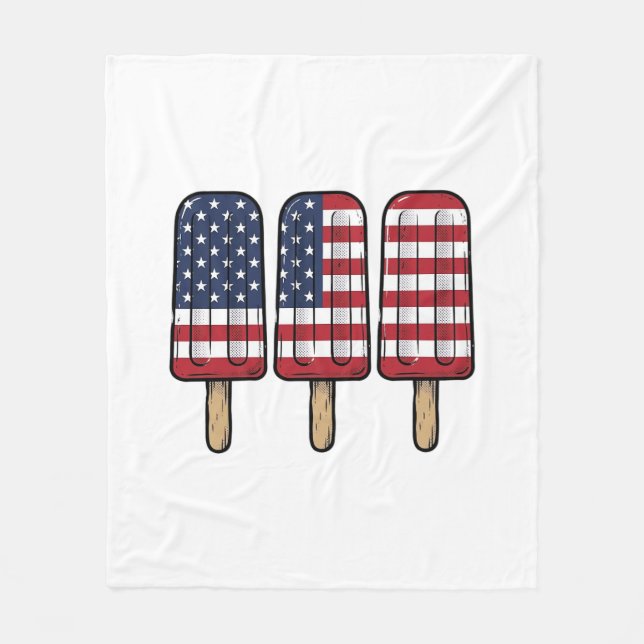 Vintage Patriotisk Pinnstångsflagg Shirt Design_1 Fleecefilt (Framsidan)
