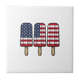 Vintage Patriotisk Pinnstångsflagg Shirt Design_1 Kakelplatta