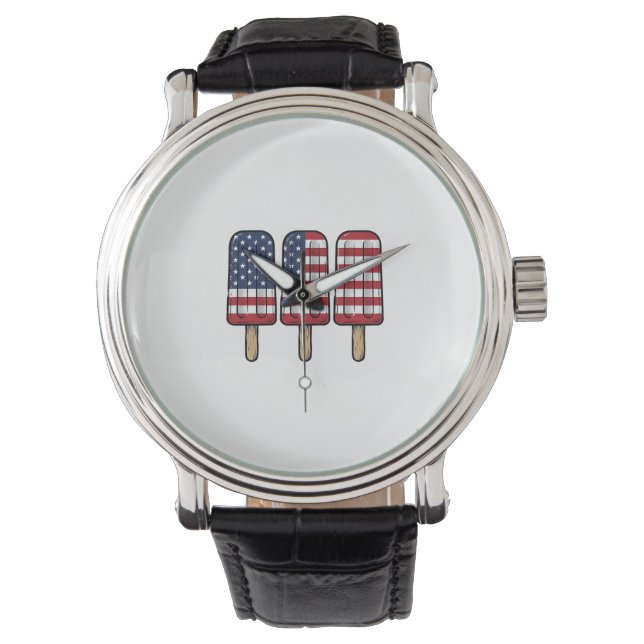Vintage Patriotisk Pinnstångsflagga Tröja Design_1 Armbandsur (Framsida)
