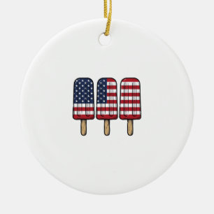 Vintage Patriotisk Pinnstångsflagga Tröja Design_1 Julgransprydnad Keramik