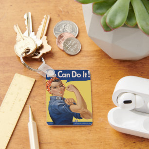 Vintage patriotisk Rosie the Riveter, Vi klarar de Nyckelring