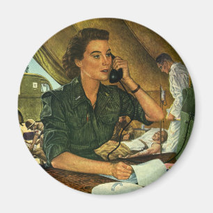 Vintage Patriotisk, Sjuksköterska på telefon Magnet