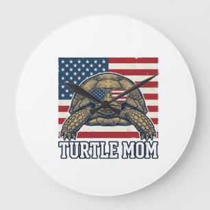 Vintage Patriotisk Sköldpadda Mamma Tröja Design_1 Stor Klocka