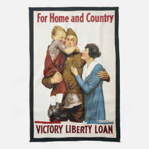 Vintage patriotisk soldat för Victory Liberty Loan Kökshandduk