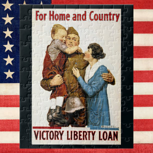 Vintage patriotisk soldat för Victory Liberty Loan Pussel