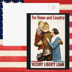 Vintage Patriotisk Soldat för Victory Liberty Loan Vykort