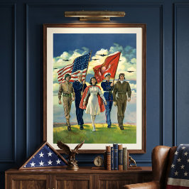 Vintage Patriotisk, Stolt Militärpersonal Hjältar Poster