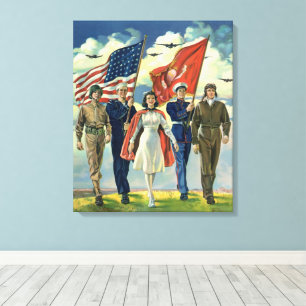 Vintage Patriotisk, Stolta Militära Hjältar Canvastryck