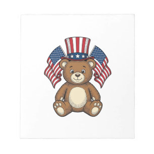 Vintage Patriotisk Teddybjörn Vektordesign_1 Anteckningsblock