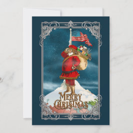 Vintage Patriotisk Tomte Julkort