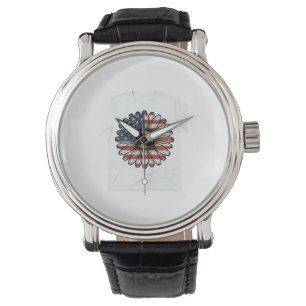 Vintage Patriotisk Tusenskönsblomma Vektor Design_ Armbandsur