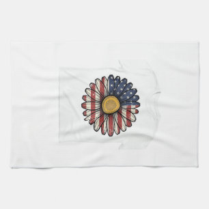 Vintage Patriotisk Tusenskönsblomma Vektor Design_ Kökshandduk