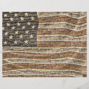Vintage patriotisk USA-flagga på stenvägg