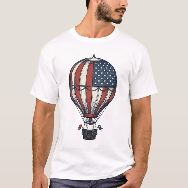 Vintage Patriotisk Varm Luft Ballong Tröja Design_ (Framsida)