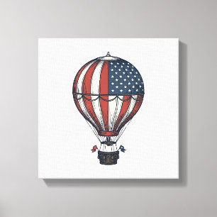 Vintage Patriotisk Varm Luft Ballong Tröja Design_ Canvastryck