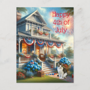 Vintage Patriotiska 4 juli Vykort