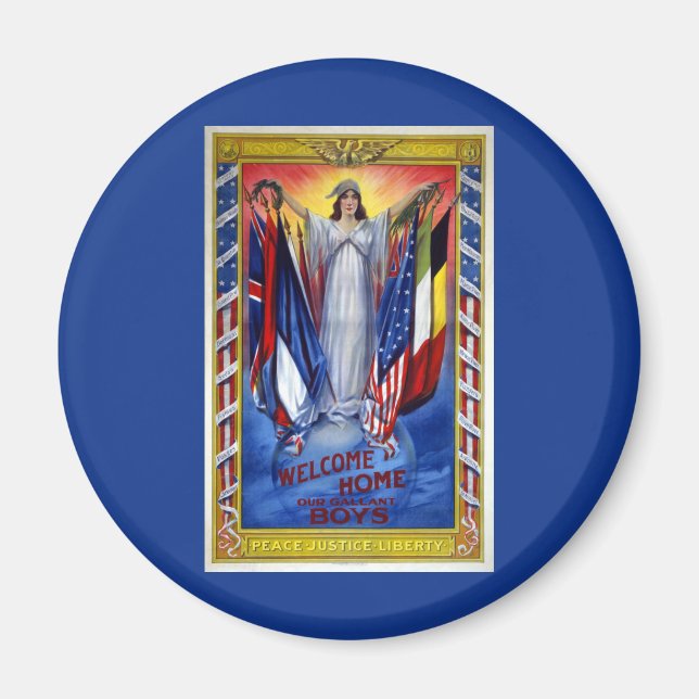 Vintage patriotiska Amerika, fred rättvisa frihet Magnet (Framsidan)