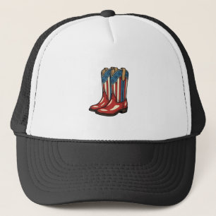 Vintage Patriotiska Cowgirl Stövlar Västra Skjorta Keps