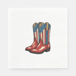 Vintage Patriotiska Cowgirl Stövlar Västra Skjorta Pappersservett