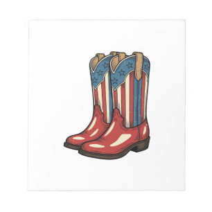 Vintage Patriotiska Cowgirl Stövlar Western Skjort Anteckningsblock