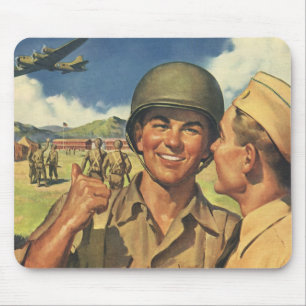 Vintage Patriotiska Hjältar, Militära Flygplansmän Musmatta