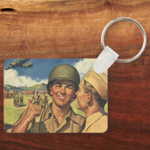 Vintage Patriotiska Hjältar, Militära Flygplansmän Nyckelring
