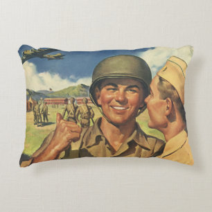Vintage patriotiska hjältar, militära flygplansmän prydnadskudde
