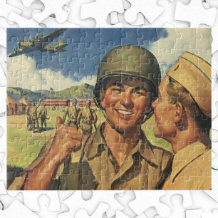 Vintage patriotiska hjältar, militära flygplansmän pussel