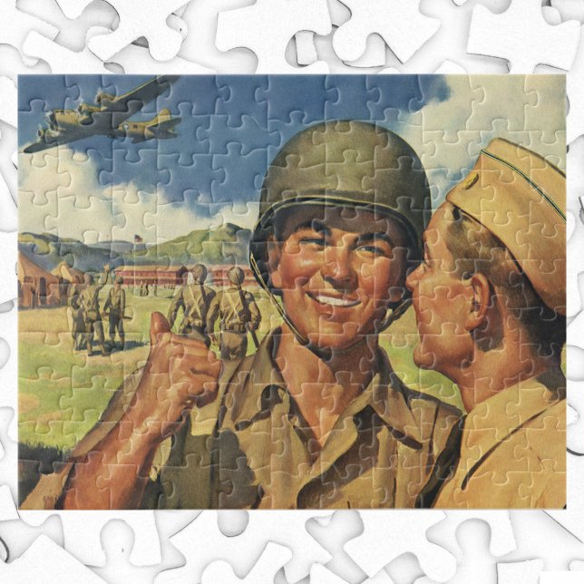 Vintage patriotiska hjältar, militära flygplansmän pussel (Skapare uppladdad)