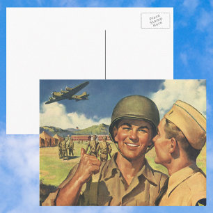 Vintage patriotiska hjältar, militära flygplansmän vykort