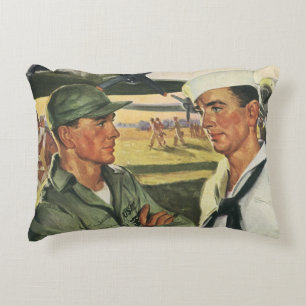 Vintage patriotiska hjältar, militära män i unifor prydnadskudde