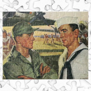 Vintage patriotiska hjältar, militära män i unifor pussel