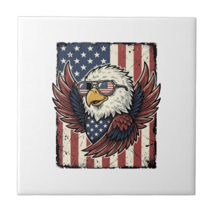 Vintage Patriotiska Örn Solglasögon Tröja Design_1 Kakelplatta