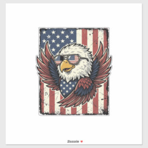 Vintage Patriotiska Örn Solglasögon Tröja Design_1 Klistermärken
