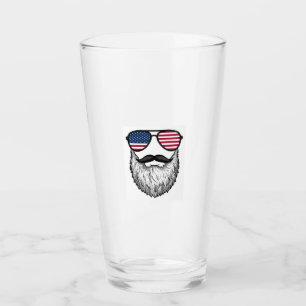 Vintage Patriotiska Skägg Solglasögon Grafisk Tröj Glaskopp
