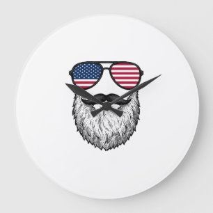 Vintage Patriotiska Skägg Solglasögon Grafisk Tröj Stor Klocka