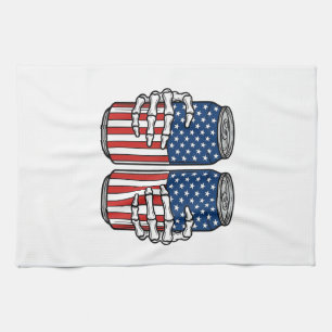 Vintage Patriotiska Skelett Händer som Håller Burk Kökshandduk