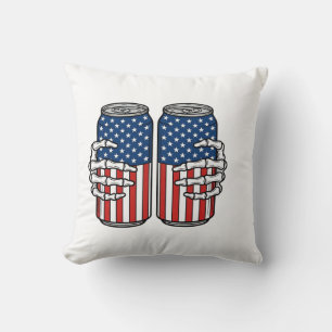 Vintage Patriotiska Skelett Händer som Håller Burk Kudde