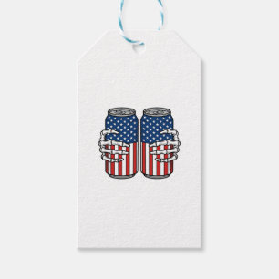 Vintage Patriotiska Skelett Händer som Håller Burk Presentetikett