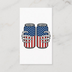 Vintage Patriotiska Skelett Händer som Håller Burk Visitkort