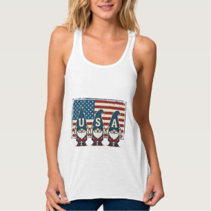 Vintage Patriotiska USA Tomtar Vit Tröja Design_1 Linne Med Racerback