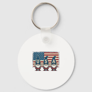 Vintage Patriotiska USA Tomtar Vit Tröja Design_1 Nyckelring