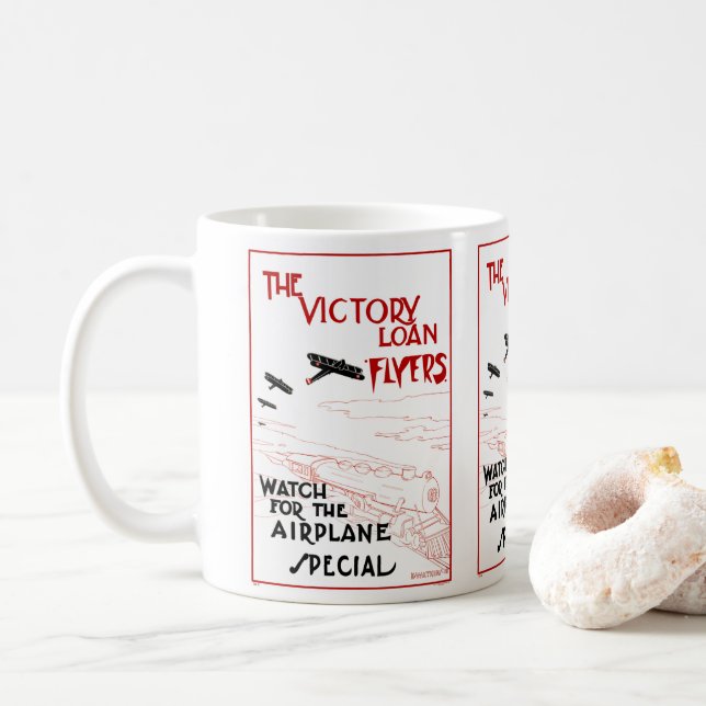 Vintage patriotiska Victory Loan-flygblad flygplan Kaffemugg (Med munk)