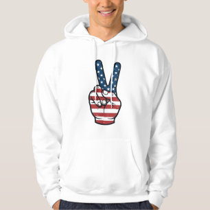 Vintage Patriotiskt Fredstecken Hand Vektor Design Hoodie