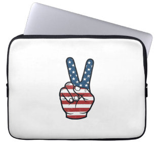 Vintage Patriotiskt Fredstecken Hand Vektor Design Laptop Fodral