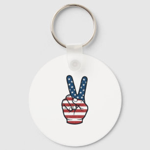 Vintage Patriotiskt Fredstecken Hand Vektor Design Nyckelring