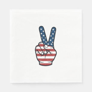 Vintage Patriotiskt Fredstecken Hand Vektor Design Pappersservett